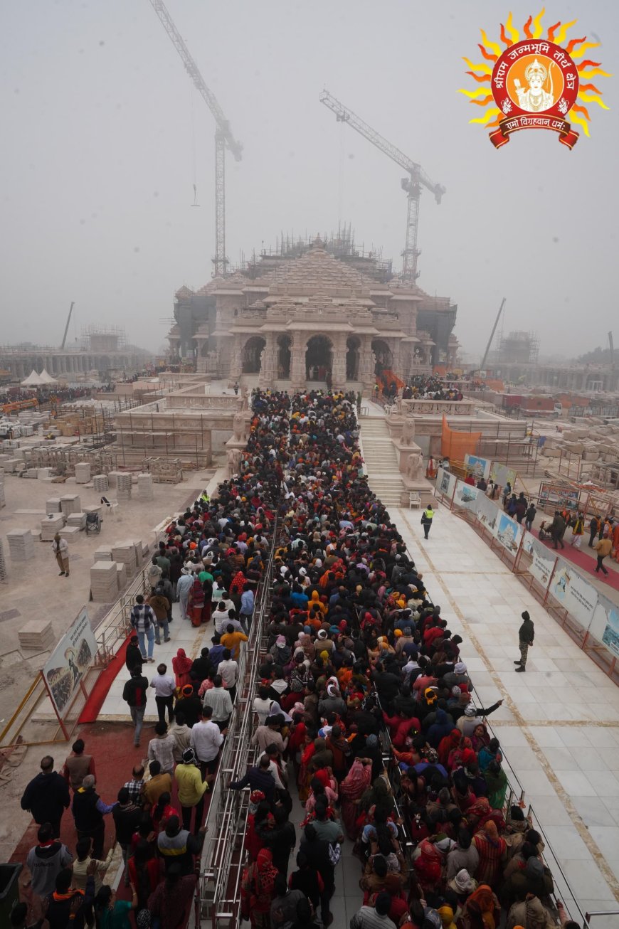 श्रीरामलला के मंदिर में भक्तों का सैलाब, जयकारों से गूंजी अयोध्या